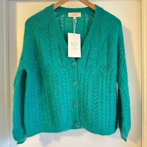 Sezane Green V-Neck Sweater